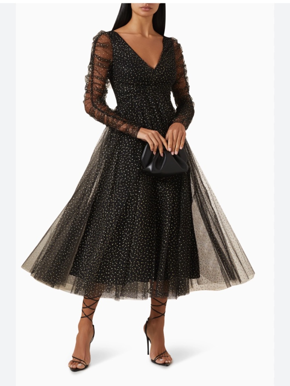 Zimmermann Black Polka-Dot Tulle Midi Dress